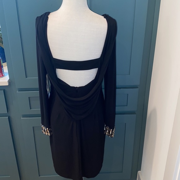 NWT Eliza J Crystal Cuff Drape Back Dress in Black - Picture 9 of 10